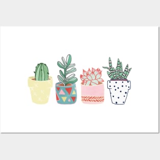 Cute Cacti in Pots - Four in a Row Posters and Art